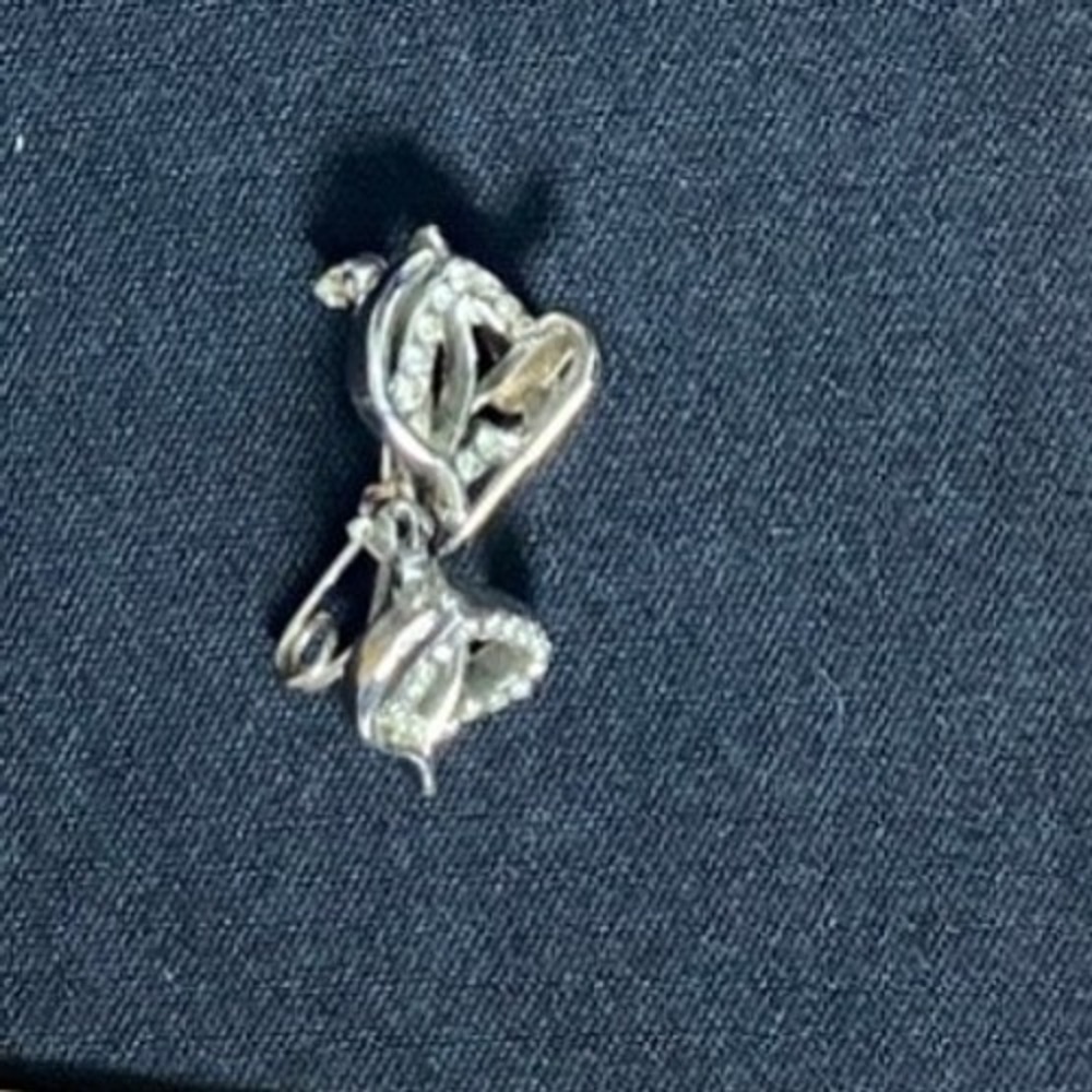 Silver Tone Heart Charm‎ Hoop Earrings Dangle
